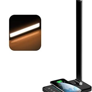 AFROG 8 in1 4th Gen Multifunctional LED Desk Lamp with 10W Fast Wireless Charger,USB Charging Port,1200Lux Super Bright,5 Lighting Mode,7 Brightness，40 Min Timer,Night Light Function,5000K